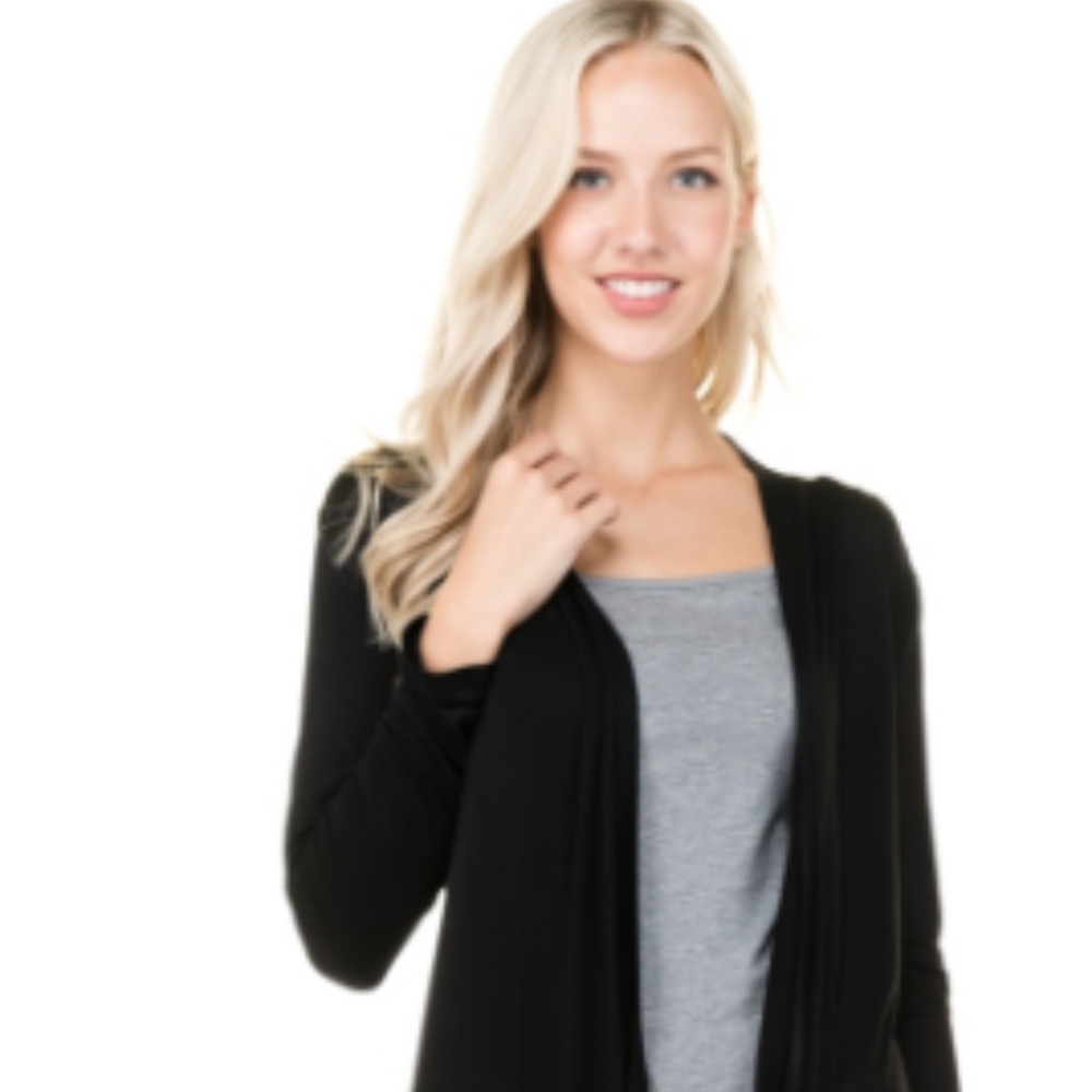 Black lightweight long sleeve long line Cardigan